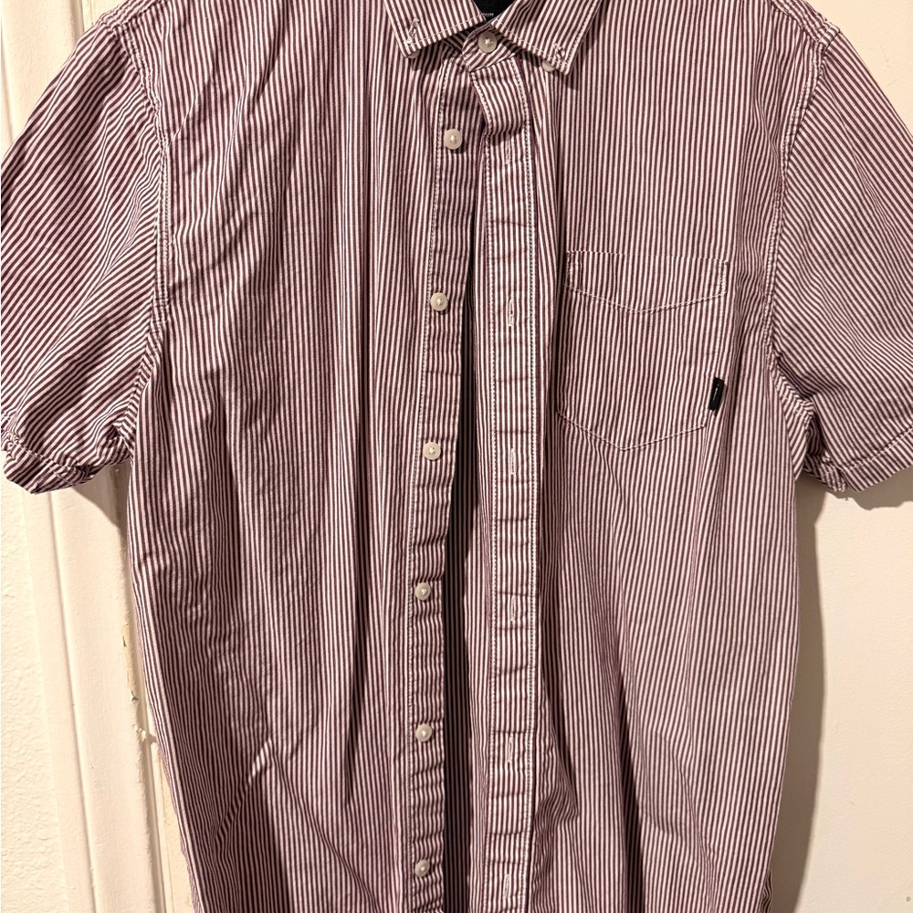 Vans Men's Casual Striped Button-Down Shirt - Black and White
